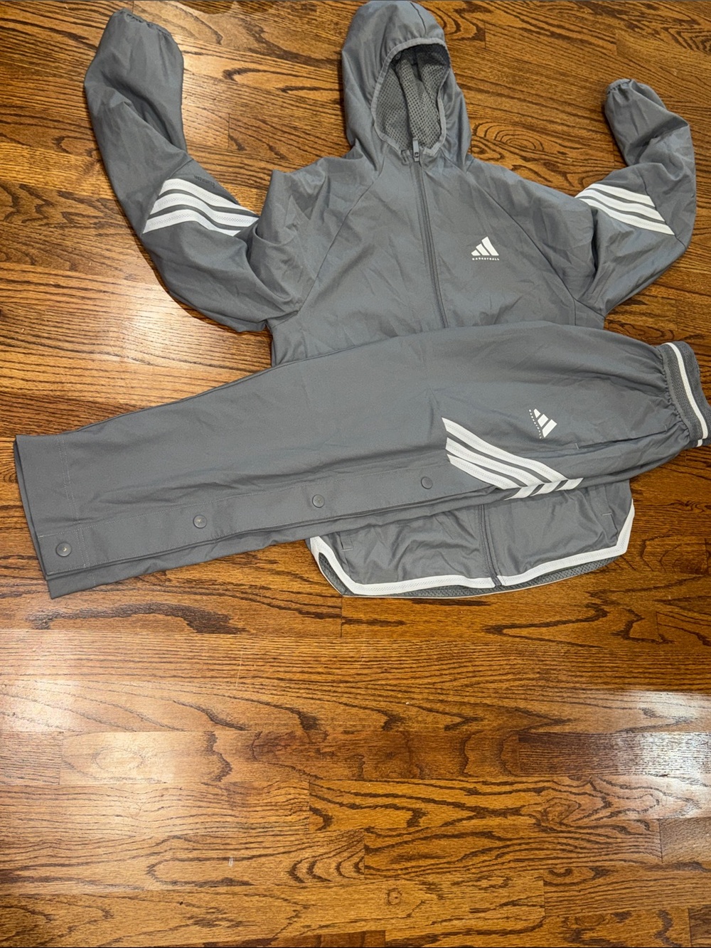 adidas Gray Hooded Performance Jacket and Track Pants Set SZ:S